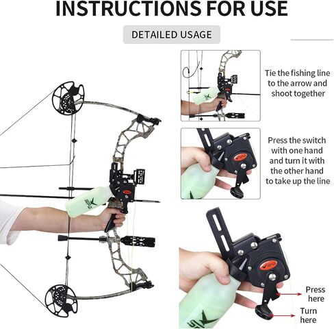 SPG Bowfishing Reel Archery Bottle Bow Fishing Reels Kits with 40M Fishing Rope Bow Mounted Attachment for Right Hand Compound Bow Recurve Bow Accessories in Saudi Arabia