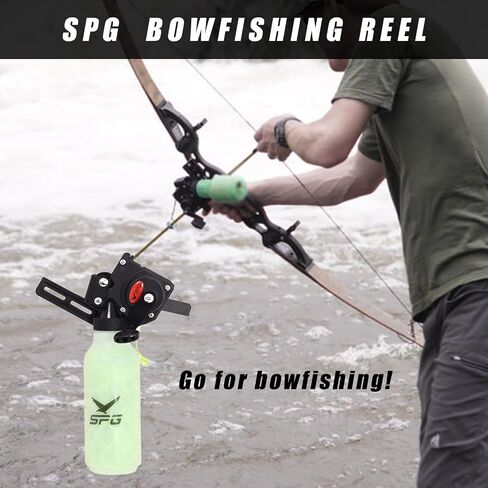 SPG Bowfishing Reel Archery Bottle Bow Fishing Reels Kits with 40M Fishing Rope Bow Mounted Attachment for Right Hand Compound Bow Recurve Bow Accessories in Saudi Arabia