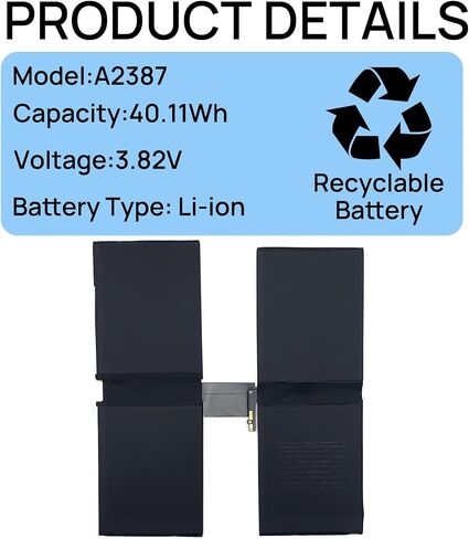 A2387 Battery Compatible with iPad Pro 12.9 2021, iPad Pro 5th Gen 12.9 A2461 A2462 2021 A2378 A2379 MHNH3LL/A MHNK3LL/A with Tools 3.82V 40.11Wh in Saudi Arabia