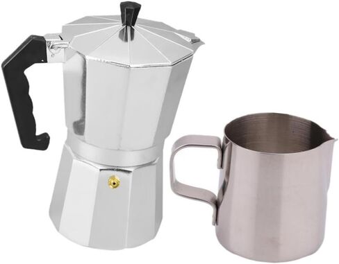 Pot Aluminum Coffee Maker Espresso Percolator Cappuccino Pot with Stainless Steel Milk Cup and Cappuccino Milk Pitcher in Saudi Arabia