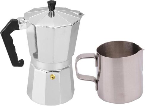 Pot Aluminum Coffee Maker Espresso Percolator Cappuccino Pot with Stainless Steel Milk Cup and Cappuccino Milk Pitcher in Saudi Arabia