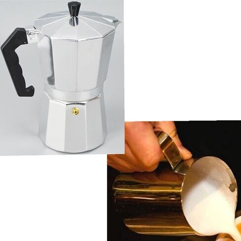 Pot Aluminum Coffee Maker Espresso Percolator Cappuccino Pot with Stainless Steel Milk Cup and Cappuccino Milk Pitcher in Saudi Arabia