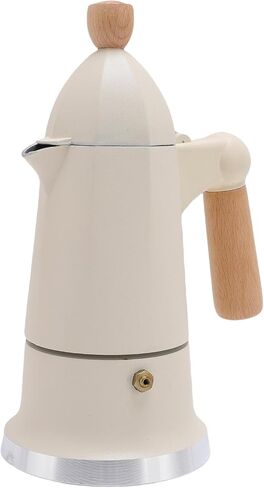 Octagonal Aluminum Alloy Stovetop Coffee Percolator Pot with Wooden Handle for Rich Coffee Crema, 3.9" Height (White) in Saudi Arabia