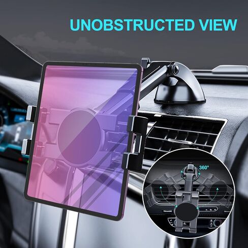 Vadaxx Dashboard & Windshield Car Tablet Mount Holder, 360° Rotatable Suction Cup Window Dash Phone Stand for iPad Pro 12.9/11/10.5/Air/Mini 6/5/4, Galaxy Tab, iPhone 16/15, 4.7"-12.9" Tab Phone in Saudi Arabia