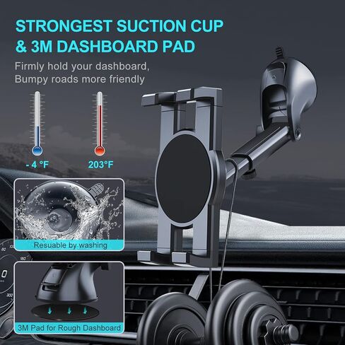 Vadaxx Dashboard & Windshield Car Tablet Mount Holder, 360° Rotatable Suction Cup Window Dash Phone Stand for iPad Pro 12.9/11/10.5/Air/Mini 6/5/4, Galaxy Tab, iPhone 16/15, 4.7"-12.9" Tab Phone in Saudi Arabia