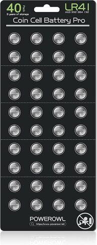 POWEROWL High Capacity LR41 Batteries 40 Pack, AG3 L736 392 384 192 Premium Alkaline Battery 1.5V Button Coin Cell Batteries in Saudi Arabia