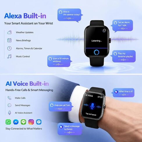 Smart Watch with Alexa Built-in,1.91"HD Fitness Tracker with Bluetooth Call in Saudi Arabia