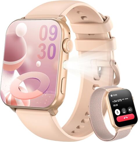 Blackview Smart Watch for Men Women,1.91" HD Touchscreen Fitness Watch with Flashlight, Bluetooth Notifications/Make Calls, Heart Rate/Sleep Monitor/2 Straps, Fitness Watch for Android/iPhone in Saudi Arabia