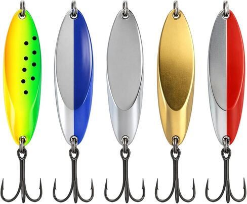 Spoon Lures, Spoon Fishing Lures, Fishing Spoons, 5-Piece Zinc Alloy Metal Spoons for Shallow Creek Finesse Fishing, Deep Reservoir Casting, Murky Water Conditions and Multi-Species Hunting in Saudi Arabia