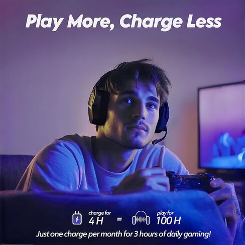 NUBWO Wireless Gaming Headset with Mic for Ps5 Ps4 PC, Zero Interference, 100-Hour Battery All-Day Play, 23ms Sync​ for Fortnite & Call of Duty/FPS Gamers, Triple Mode All Devices Compatible - Gray in Saudi Arabia