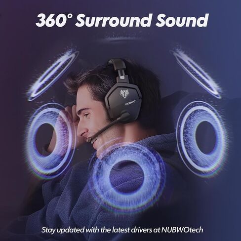 NUBWO Wireless Gaming Headset with Mic for Ps5 Ps4 PC, Zero Interference, 100-Hour Battery All-Day Play, 23ms Sync​ for Fortnite & Call of Duty/FPS Gamers, Triple Mode All Devices Compatible - Gray in Saudi Arabia