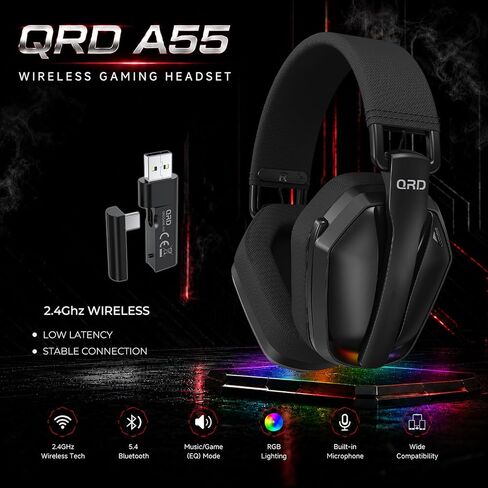 QRD A55 Wireless Gaming Headset for PS5, PS4, Switch, Xbox,PC in Kuwait