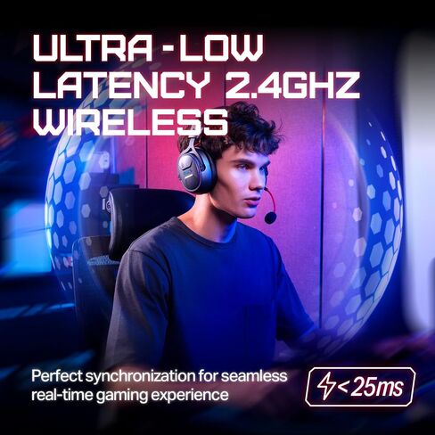 OXS Storm G2 Wireless Gaming Headsets, 7.1 Virtual Surround Sound, 3 EQ Modes, 2.4G Low Latency, 50mm Driver, 40H Playtime, RGB Light, Bluetooth 5.3, Compatible with PC, Console, Mobile, Black in Saudi Arabia