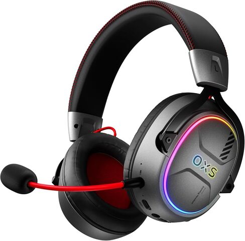 OXS Storm G2 Wireless Gaming Headsets, 7.1 Virtual Surround Sound, 3 EQ Modes, 2.4G Low Latency, 50mm Driver, 40H Playtime, RGB Light, Bluetooth 5.3, Compatible with PC, Console, Mobile, Black in Saudi Arabia