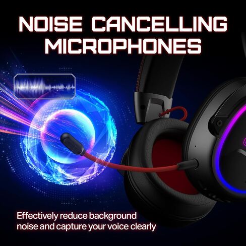 OXS Storm G2 Wireless Gaming Headsets, 7.1 Virtual Surround Sound, 3 EQ Modes, 2.4G Low Latency, 50mm Driver, 40H Playtime, RGB Light, Bluetooth 5.3, Compatible with PC, Console, Mobile, Black in Saudi Arabia