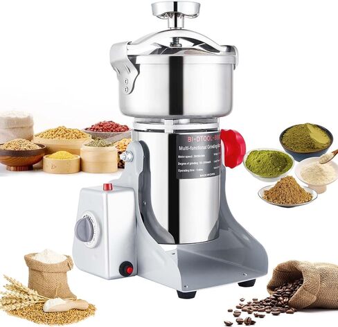 BI-DTOOL Electric Grain Mill Grinder 2000W Dry Material Grinding Machine 800g Stainless Steel Pulverizer 36000r/min High-speed Grain Mill 270° swingable Superfine powder for Home and Commercial 800g in Saudi Arabia