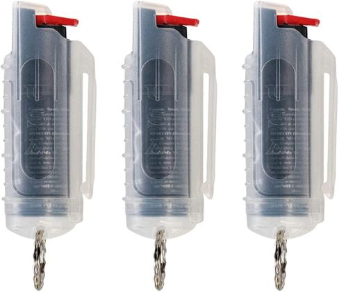 Police Magnum Keychain Pepper Spray Self Defense Belt Clip Holder - 3 Pack Tactical Maximum Strength OC with Dye - Small Safety Key Chains for Women & Men - Made in The USA in Saudi Arabia