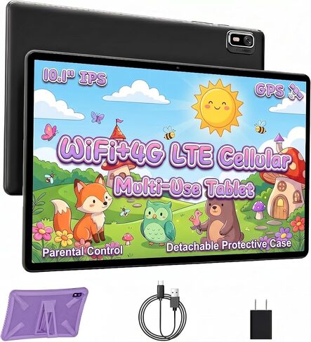 HAOVM Tablet 10 inch, 4G SIM Unlocked, Android 14 Tablet with SIM Card Slot, IPS Touch Screen, 2.0GHz Fast Processor,3GB+32GB+TF Expand,2.4G/5GHz WiFi,8MP Camera, GPS, Pink case in Saudi Arabia
