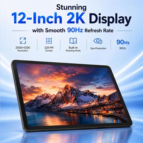 ECOPAD Android 16 Tablet with Keyboard/Mouse/Stylus, 12 Inch Tablets, Black in Saudi Arabia