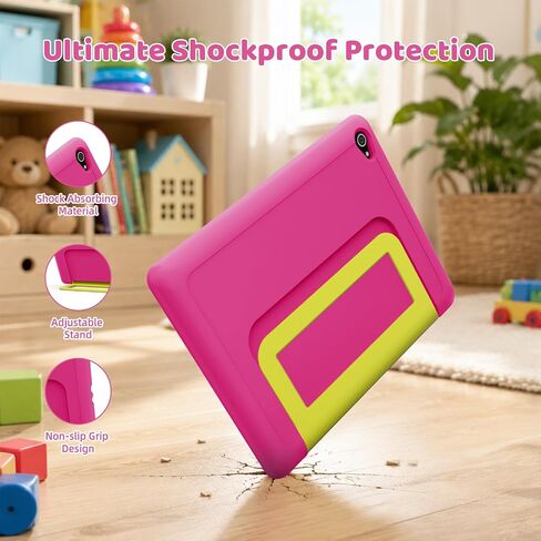 تابلت Gleeso Android 16 للأطفال، ذاكرة وصول عشوائي 24 جيجابايت وذاكرة قراءة فقط 64 جيجابايت للأطفال الصغار، بطارية 6000 مللي أمبير في الساعة، مراقبة الوالدين، وضع الأطفال، معتمد من GMS، تابلت للأطفال 10 بوصة مع حافظة، كاميرا مزدوجة، هدية، وردي in Kuwait