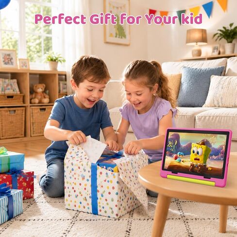 تابلت Gleeso Android 16 للأطفال، ذاكرة وصول عشوائي 24 جيجابايت وذاكرة قراءة فقط 64 جيجابايت للأطفال الصغار، بطارية 6000 مللي أمبير في الساعة، مراقبة الوالدين، وضع الأطفال، معتمد من GMS، تابلت للأطفال 10 بوصة مع حافظة، كاميرا مزدوجة، هدية، وردي in Kuwait