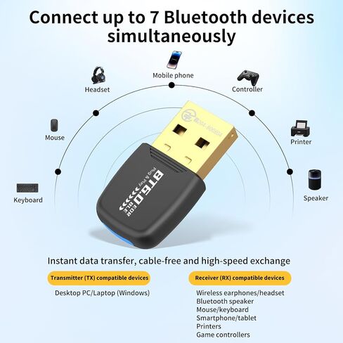 Bluetooth 6.0 Adapter USB Bluetooth Dongle for PC Windows 11/10/8.1 in Saudi Arabia