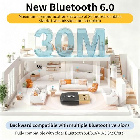 Bluetooth 6.0 Adapter USB Bluetooth Dongle for PC Windows 11/10/8.1 in Saudi Arabia