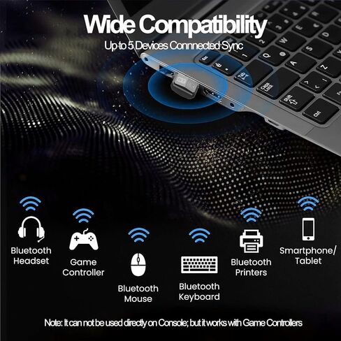 Bluetooth Adapter Pc, USB Bluetooth 5.4 Dongle Adapter for PC, Long Distance 328FT/100M Stick Driver Compatible with Computer Windows 11/10/8.1 in Saudi Arabia
