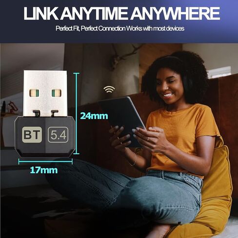 Bluetooth Adapter Pc, USB Bluetooth 5.4 Dongle Adapter for PC, Long Distance 328FT/100M Stick Driver Compatible with Computer Windows 11/10/8.1 in Saudi Arabia