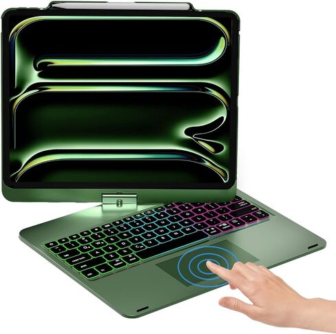 NOKBABO Trackpad Keyboard Case for iPad Pro 13 inch (M5/2025, M4/2024), iPad Air 13" (M4/M3/M2) & iPad Pro 12.9 6th/5th/4th/3rd, 360° Rotatable, Rainbow Backlit, Pencil Holder - Midnight Green in Saudi Arabia
