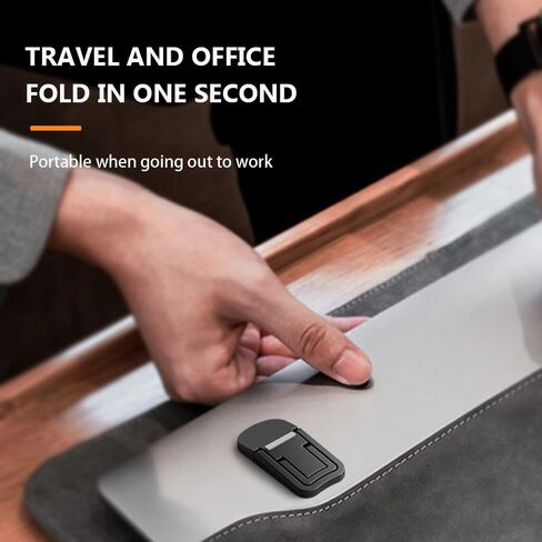2PCS Zinc Alloy Mini Foldable Laptop Stand, Portable Computer Keyboard Riser with 2 Adjustable Angles, Self-Adhesive Invisible Notebook Stand and Keyboard Lift for Desk (Black) in Saudi Arabia