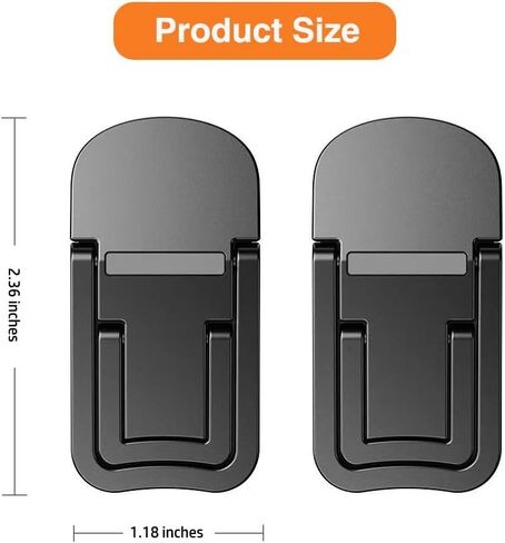2PCS Zinc Alloy Mini Foldable Laptop Stand, Portable Computer Keyboard Riser with 2 Adjustable Angles, Self-Adhesive Invisible Notebook Stand and Keyboard Lift for Desk (Black) in Saudi Arabia