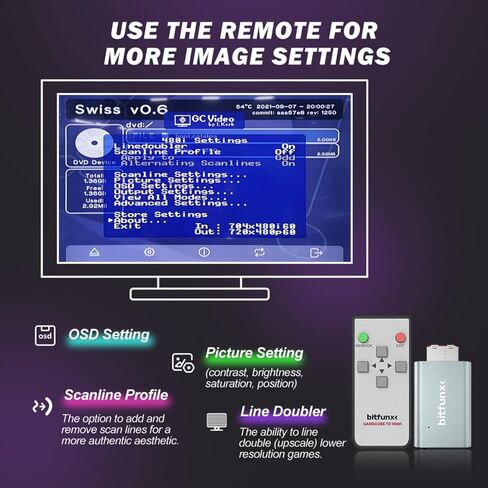 BITFUNX NGC to HDMI™ Adapter, for Gamecube DOL-001 with GCVideo in Kuwait