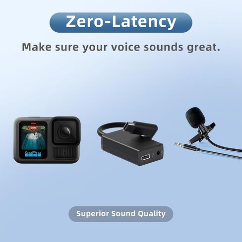 External Mic Adapter for Go Pro Hero 13/12/11/10/9/8/7/6/5 Black, Type-C to 3.5mm Microphone Converter for Clear and Authentic Sound in Vlogging and Video Recording (1 Pack) in Saudi Arabia