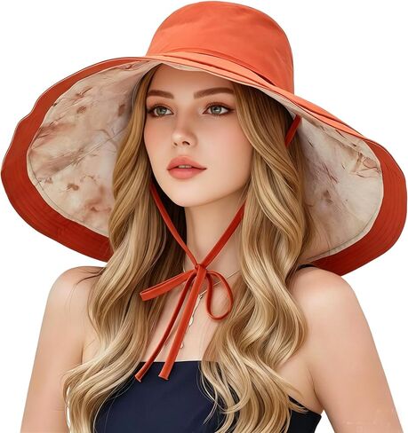 HUAMULAN Women Wide Brim Reversible Sun Hat Summer Beach Fishing Bucket in Kuwait