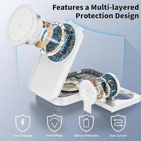 [Apple MFi Certified]Magnetic Charger 3 in 1 Charging Station,25W Wireless Foldable Mag-Safe Charger 6FT USB-C Cable Wireless iPhone Charging Station Compatible with iPhone 17/16/15/14/13/12 Pro/Plus in Saudi Arabia