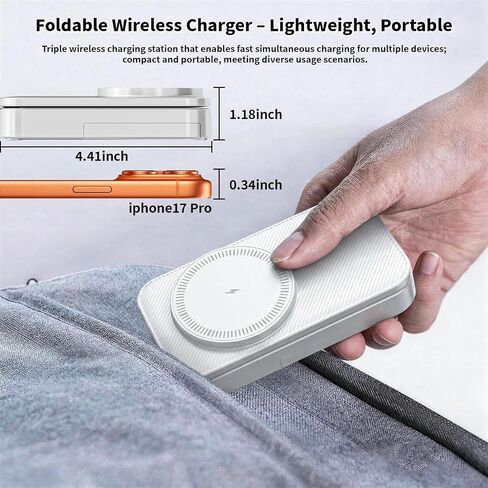 [Apple MFi Certified]Magnetic Charger 3 in 1 Charging Station,25W Wireless Foldable Mag-Safe Charger 6FT USB-C Cable Wireless iPhone Charging Station Compatible with iPhone 17/16/15/14/13/12 Pro/Plus in Saudi Arabia