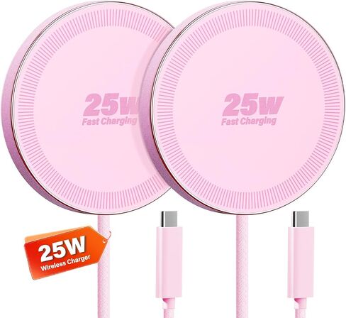 25W Wireless Charger for MagSafe, Magnetic Fast Charging Pad for iPhone 17/16/15/14/13/12 Series & AirPods, Strong Magnet, Thin & Portable Wireless Charger for Travel Home Office(White, 2Pack) in Saudi Arabia