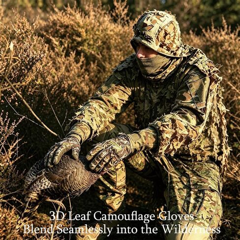 3D Leaf Camo Hunting Gloves - Non-Slip Full-Finger Jungle Gloves,Lightweight Turkey Hunting Gloves,Fishing in Saudi Arabia