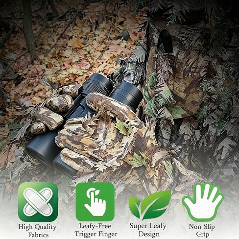 3D Leaf Camo Hunting Gloves - Non-Slip Full-Finger Jungle Gloves,Lightweight Turkey Hunting Gloves,Fishing in Saudi Arabia