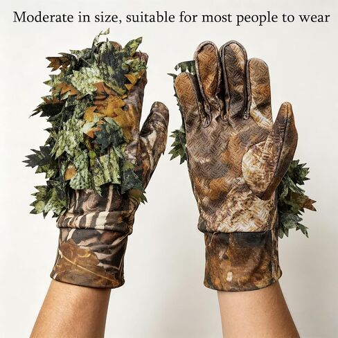 3D Leaf Camo Hunting Gloves - Non-Slip Full-Finger Jungle Gloves,Lightweight Turkey Hunting Gloves,Fishing in Saudi Arabia