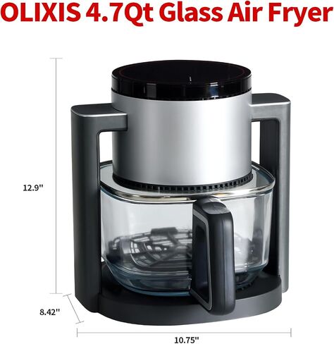 OLIXIS Glass Air Fryer 4.7Qt, Non Toxic Airfryer with 10 Preset Cook Modes, 395°F Rapid Air Crispy Technology, Roast Bake Dehydrate Reheat, Nonstick & Easy-Clean Basket, 1300W in Saudi Arabia