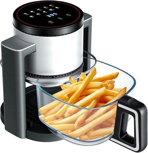 OLIXIS Glass Air Fryer 4.7Qt, Non Toxic Airfryer with 10 Preset Cook Modes, 395°F Rapid Air Crispy Technology, Roast Bake Dehydrate Reheat, Nonstick & Easy-Clean Basket, 1300W in Saudi Arabia