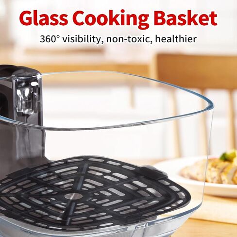 OLIXIS Glass Air Fryer 4.7Qt, Non Toxic Airfryer with 10 Preset Cook Modes, 395°F Rapid Air Crispy Technology, Roast Bake Dehydrate Reheat, Nonstick & Easy-Clean Basket, 1300W in Saudi Arabia