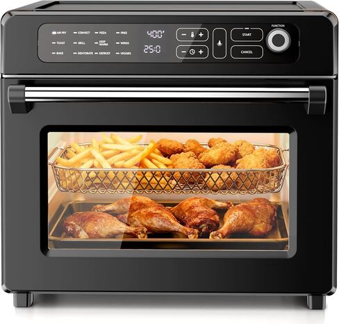 مجموعة فرن محمصة ومقلاة هوائية Kismile 25QT، 12 في 1، ستانلس ستيل، أسود in Kuwait