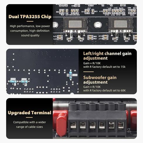 لوحة مضخم صوت بلوتوث S600X-W 2.1 قناة، مخرج مضخم صوت مزدوج TPA3255 300W×2 + 600W، DC 19-51V فئة D مضخم صوت مع مدخل بطاقة صوت AUX/USB/USB لمكبر الصوت DIY مع هوائي خارجي in Kuwait