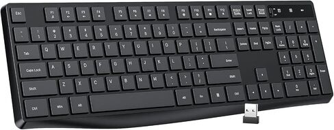 Lovaky Wireless Keyboard MK98, 2.4G USB Computer Cordless Keyboard, Enlarged Indicator Light, Ergonomic Full Size PC Keyboard with Number Pad for Windows, Laptop, Desktop, Chromebook, Notebook, Black in Kuwait