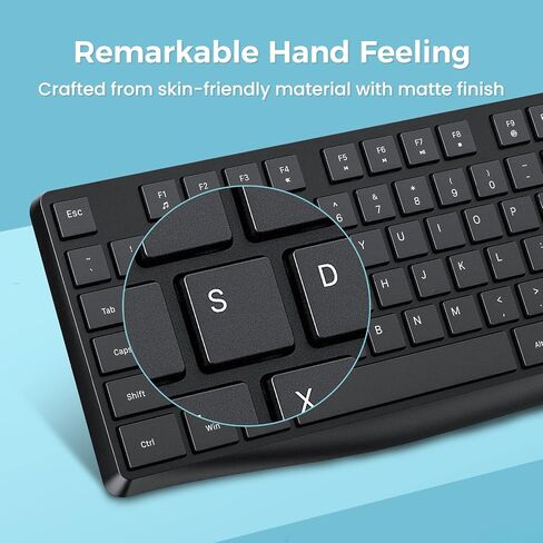 Lovaky Wireless Keyboard MK98, 2.4G USB Computer Cordless Keyboard, Enlarged Indicator Light, Ergonomic Full Size PC Keyboard with Number Pad for Windows, Laptop, Desktop, Chromebook, Notebook, Black in Kuwait