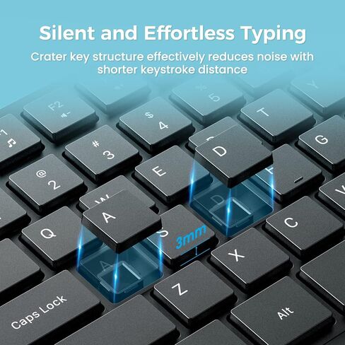 Lovaky Wireless Keyboard MK98, 2.4G USB Computer Cordless Keyboard, Enlarged Indicator Light, Ergonomic Full Size PC Keyboard with Number Pad for Windows, Laptop, Desktop, Chromebook, Notebook, Black in Kuwait