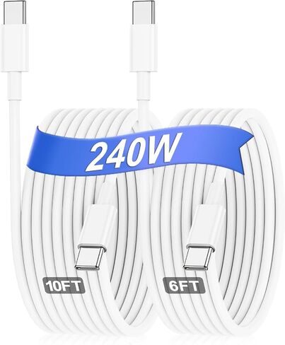 Hzevn 240W USB C Charging Cable for MacBook Pro/Air & for iPhone 17/16 Pro Max, MFi Certified 48V/5A Super Fast Charger Cord 6ft+10ft, PD 3.0 Compatible with iPad Pro 12.9/11, Samsung S25/S24(2-Pack) in Saudi Arabia